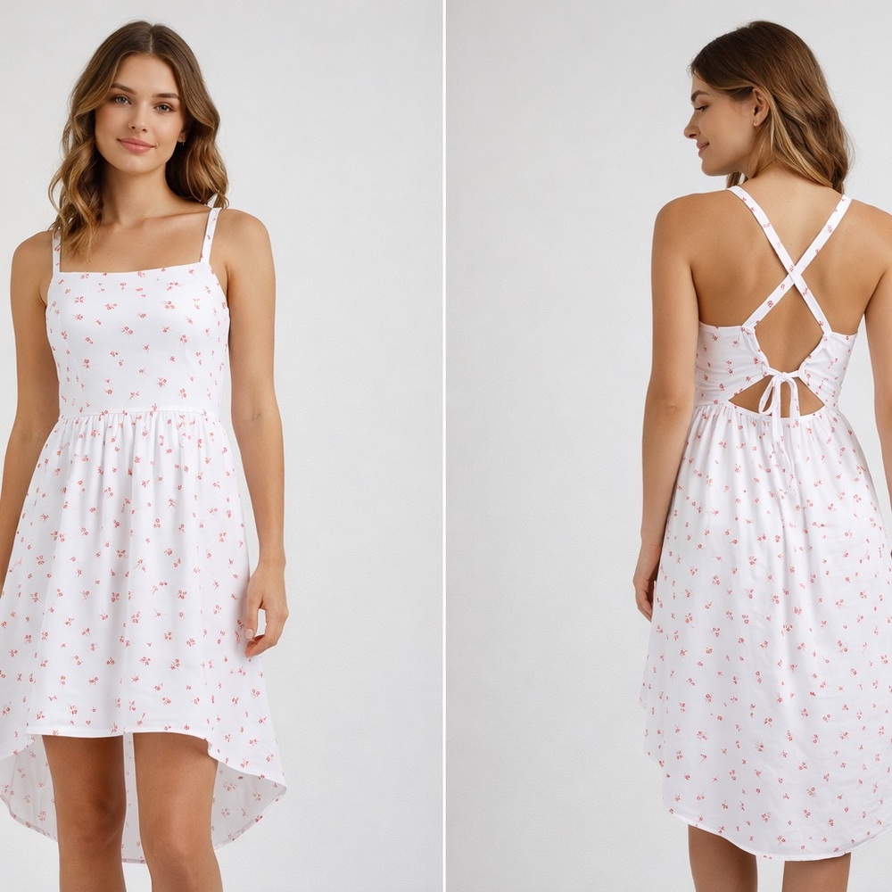 White Floral Tie-Back Sundress